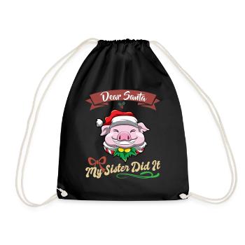 Cher Père Noël Ma sœur l’a fait frères et sœurs Noël - Sac de sport léger - noir - Devant