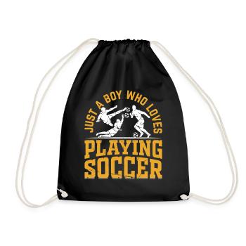 Soccer - Just A Boy Who Loves Playing Soccer - Drawstring Bag - black - Front