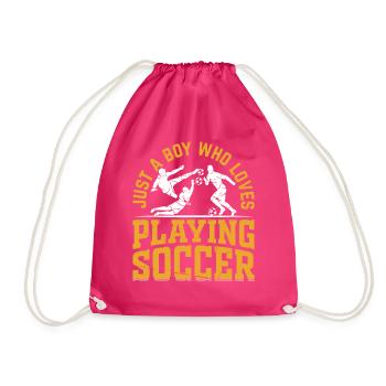 Soccer - Just A Boy Who Loves Playing Soccer - Drawstring Bag - fuchsia - Front