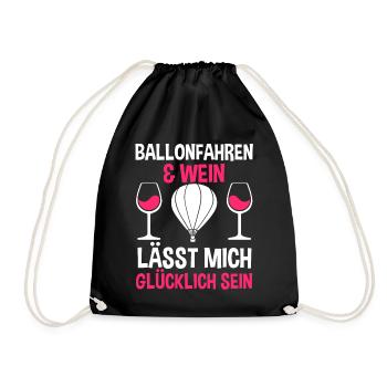 Ballonfahren Wein Luftfahrt Ballonfahrer Heißluftb - Turnbeutel - Schwarz - Vorne