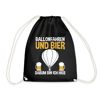 Ballonfahren Bier Luftfahrt Ballonfahrer Heißluftb - Turnbeutel - Schwarz - Vorne