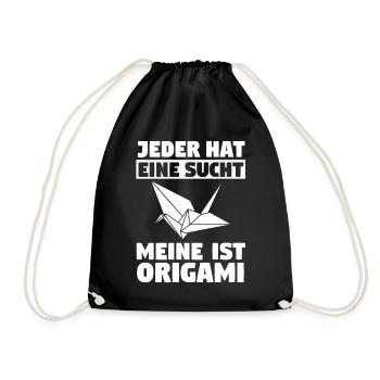 Jeder hat eine Sucht meine ist Origami - Turnbeutel - Schwarz - Vorne