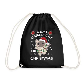 Ich will ein Siamesen Katze zu Weihnachten - Turnbeutel - Schwarz - Vorne