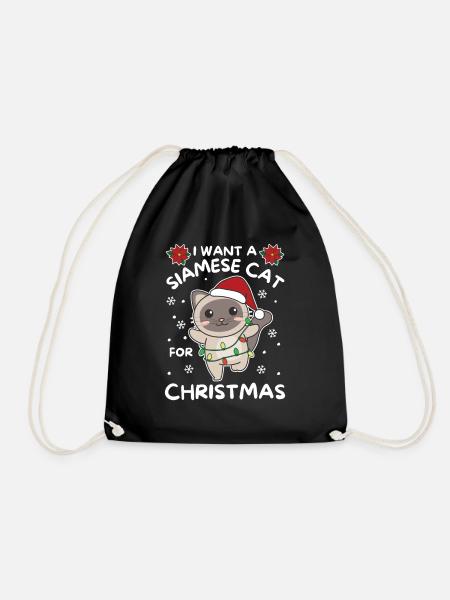 Quiero un gato siamés para Navidad - Mochila saco - negro