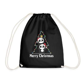 Panda Arbre de Noël Animaux de Noël Pandas - Sac de sport léger - noir - Devant