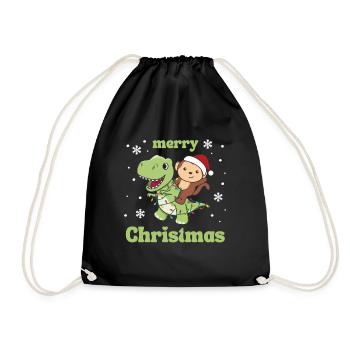 Monkey Trex Noël Neige Hiver Animaux - Sac de sport léger - noir - Devant