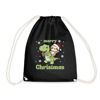 Faultier Trex Weihnachten Schnee Winter Tiere - Turnbeutel - Schwarz - Vorne