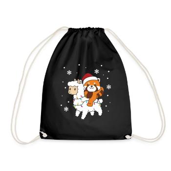 Red Panda Lama Weihnachten Schnee Winter Tiere - Turnbeutel - Schwarz - Vorne