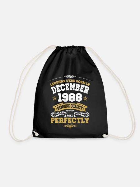 Vintage Aged Perfectly December 1988 - Drawstring Bag - black