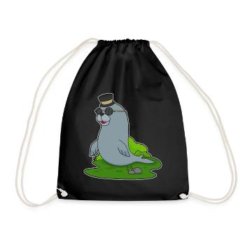 Seal Gentleman Top Hat - Drawstring Bag - black - Front