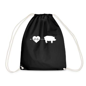 Schwein Herzschlag - Turnbeutel - Schwarz - Vorne
