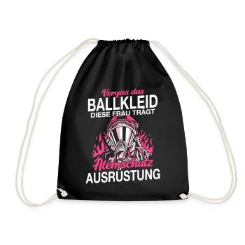 Feuerwehr Feuerwehrfrau - Turnbeutel - Schwarz - Vorne