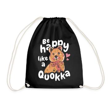 Short-tailed kangaroo quokka animal - Drawstring Bag - black - Front