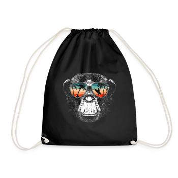 Monkey Monkey Animal Gorilla Chimpanzee - Drawstring Bag - black - Front