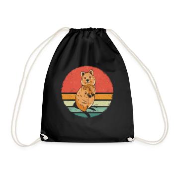 Short-tailed kangaroo quokka animal - Drawstring Bag - black - Front