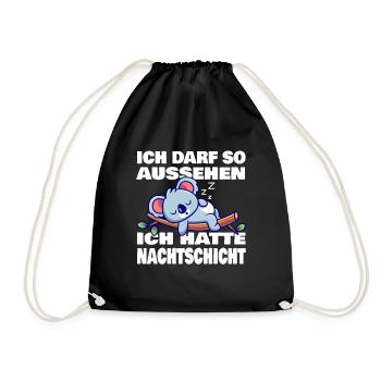Nachtschicht, Schichtdienst, Nachtdienst, Funshirt - Turnbeutel - Schwarz - Vorne