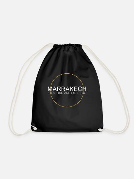 Marrakech Quote - Drawstring Bag - black