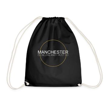 Manchester Quote - Drawstring Bag - black - Front