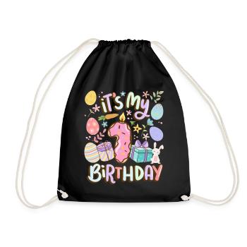 It's my 1 birthday Easter Donut Holiday - Drawstring Bag - black - Front