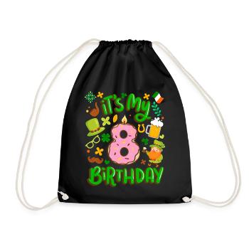 Es Ist Mein 8 Geburtstag Urlaub Donut St. - Turnbeutel - Schwarz - Vorne