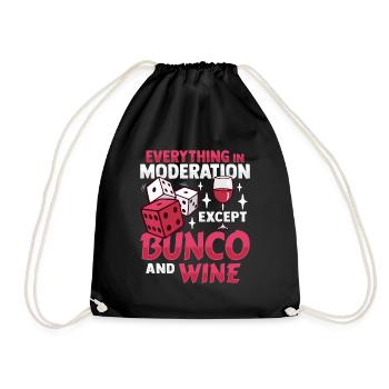 Bunco Wine Design for Bunco Babe and Wine Drinkers - Drawstring Bag - black - Front