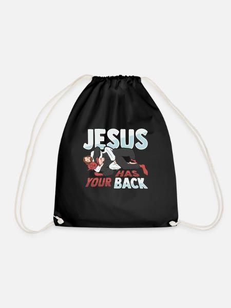 Jesus hält dir den Rücken frei Design for God Beli - Turnbeutel - Schwarz