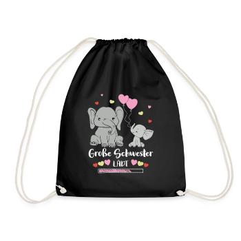 Big sister invites elephant - Drawstring Bag - black - Front