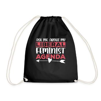 Liberal Feminist Agenda Feminism Feminist - Drawstring Bag - black - Front