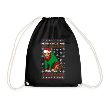 Léopard avec pull de Noël moche - Sac de sport léger - noir - Devant