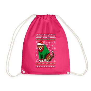 Leopard mit Ugly Christmas Sweater - Turnbeutel - Fuchsia - Vorne