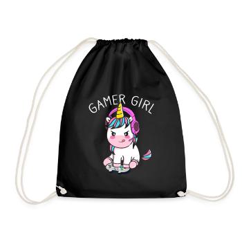 Gamer Girl Funny Gaming Unicorn Gaming Girl - Sac de sport léger - noir - Devant