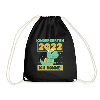 Kindergarten 2022 Ich Komme Kindergartenkind Dino - Turnbeutel - Schwarz - Vorne