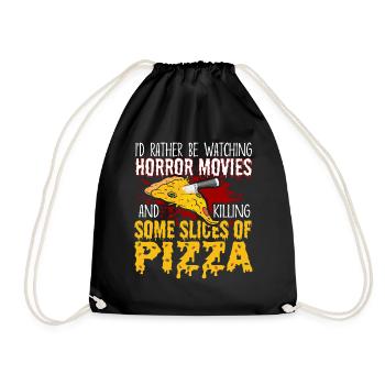 Pizza Lover I'd Rather Be Watching Horror Movies - Drawstring Bag - black - Front