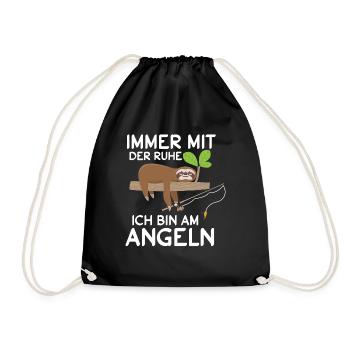 Immer mit der Ruhe ich bin am Angeln Faultier - Turnbeutel - Schwarz - Vorne