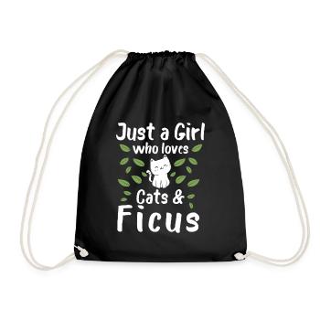 Just A Girl Who Loves Cats And Ficus - Turnbeutel - Schwarz - Vorne