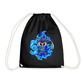 5. Geburtstag Junge 5 Jahre alt Ninja - Turnbeutel - Schwarz - Vorne