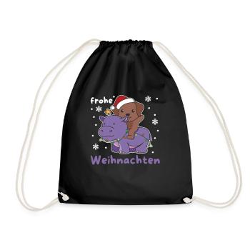 Weihnachts Hippo Labrador frohe Weihnachten Hunde - Turnbeutel - Schwarz - Vorne