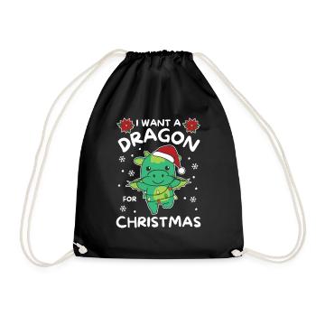 Je veux un dragon pour Noël dragons mignons - Sac de sport léger - noir - Devant