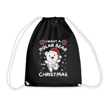 Je veux un ours polaire pour Noël mignons ours polaires - Sac de sport léger - noir - Devant