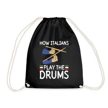How Italians play the drums - Drums Rock - Drawstring Bag - black - Front