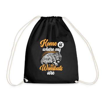 Wombat is my home Marsupial Wombat - Drawstring Bag - black - Front