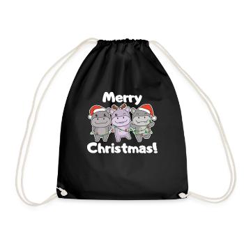 Hippopotames de Noël Animaux Mignons Hippopotames Joyeux Noël - Sac de sport léger - noir - Devant