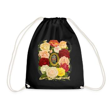 IHS Jesus Jesus Christus vintage-Rosenmotiv Spruch - Turnbeutel - Schwarz - Vorne