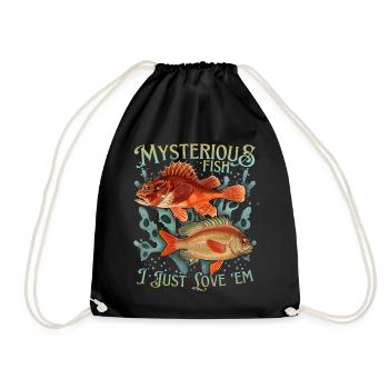 Pisces Vintage Illustration Love-Fish Saying - Drawstring Bag - black - Front
