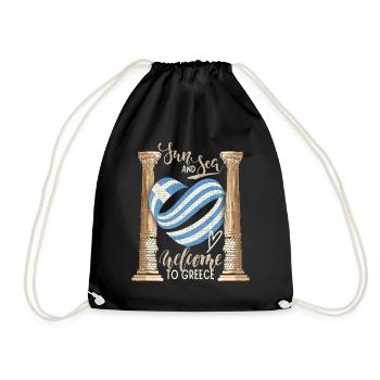 Greece, Sun and Sea Ancient Ruins - Drawstring Bag - black - Front