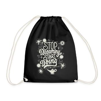 Motivation, motivational slogan saying, typography - Drawstring Bag - black - Front