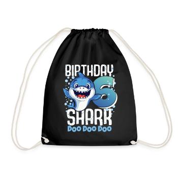 Requin d’anniversaire 6ème anniversaire Requin de 6 ans - Sac de sport léger - noir - Devant