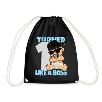 Baby Geburtstag Junge Mädchen 1 Jahr Like a Boss - Turnbeutel - Schwarz - Vorne