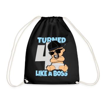 Baby Geburtstag Junge Mädchen 4 Jahre Like a Boss - Turnbeutel - Schwarz - Vorne