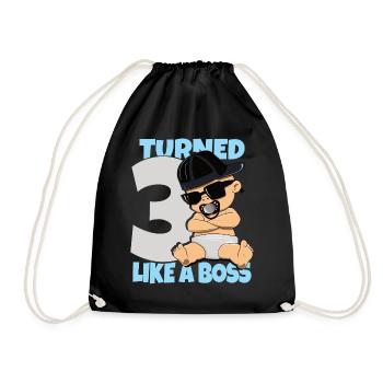 Baby Geburtstag Junge Mädchen 3 Jahre Like a Bos - Turnbeutel - Schwarz - Vorne